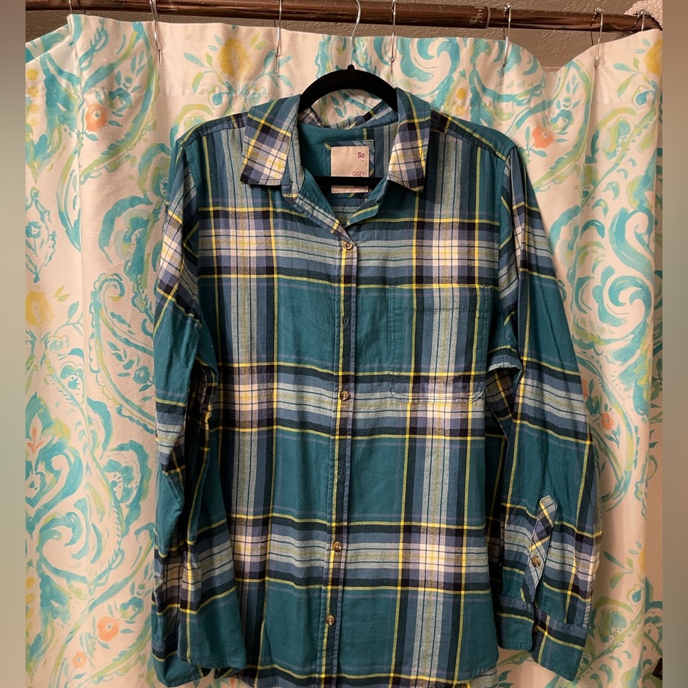 SO teal flannel NWT